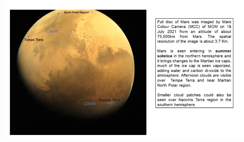 Full disc of Mars captured during the Mangalyaan mission