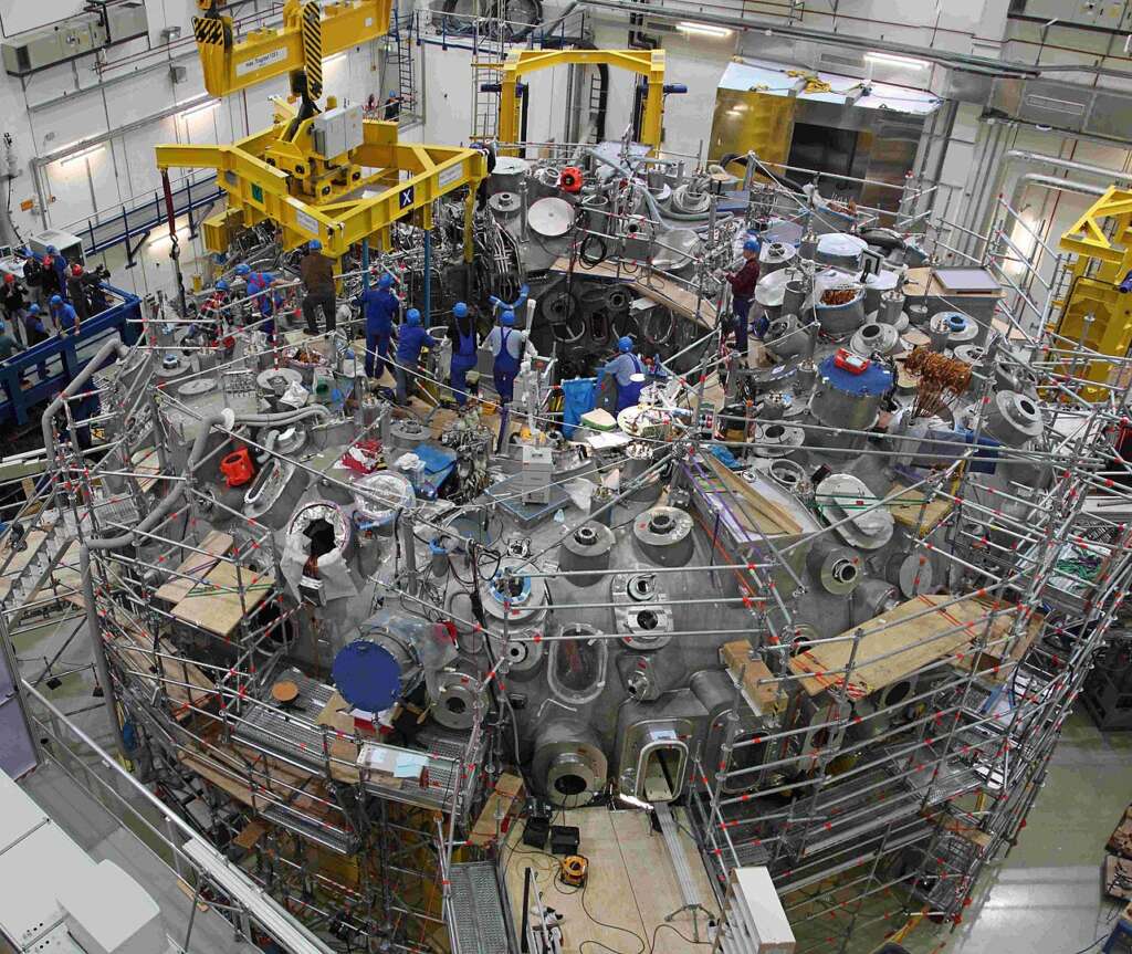 The Wendelstein 7-X is a stellarator device that is used for nuclear fusion experiments. It's the world's largest stellarator device and one of the largest nuclear fusion devices in the world. 
