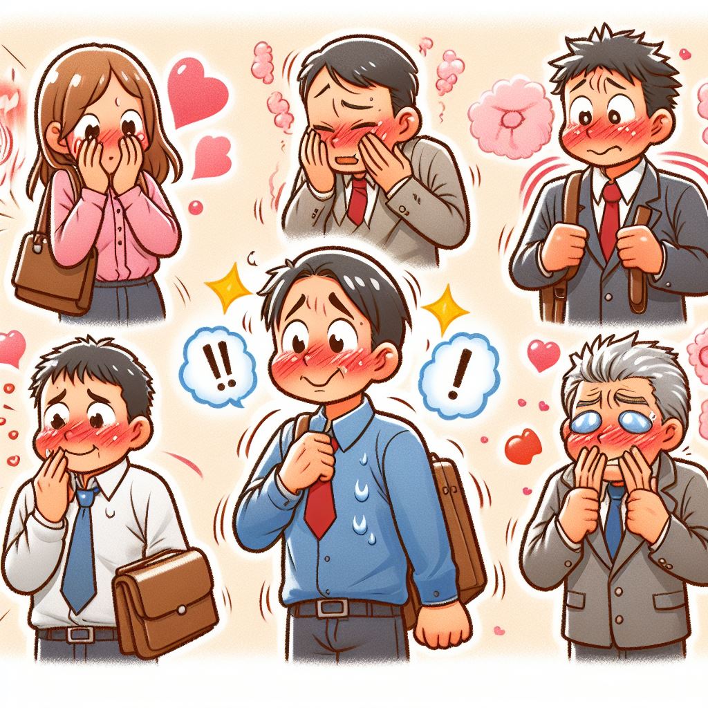 Illustration of embarrassment leading to blushing