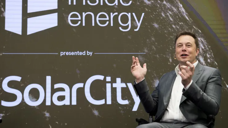 Elon Musk, Chairman of SolarCity and CEO of Tesla Motors, speaks at SolarCity’s Inside Energy Summit in Manhattan.