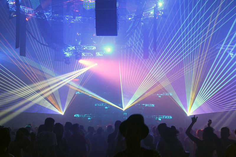 Trance music played at a rave party